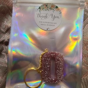Zero Dark pink glitter keychain